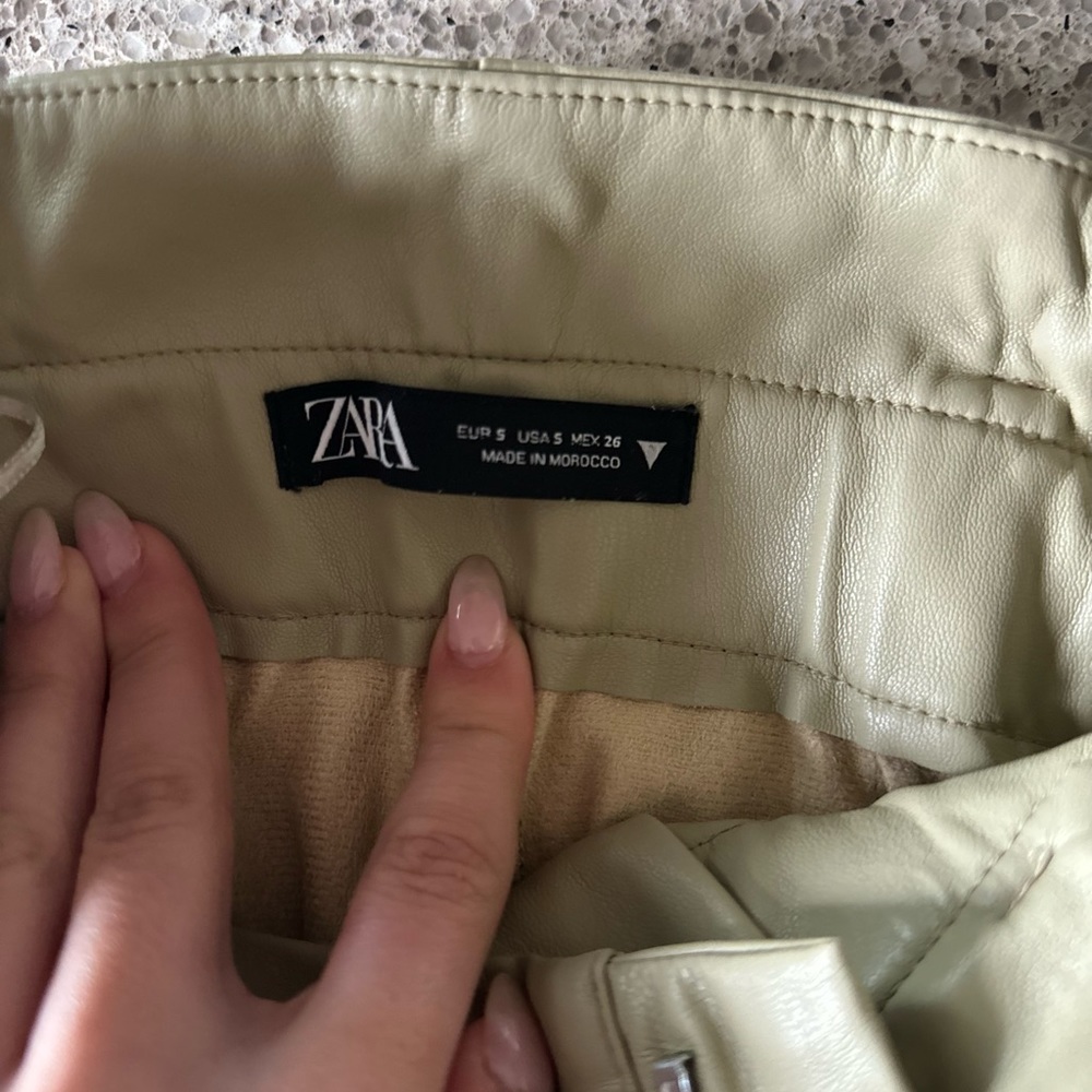 Green leather short
